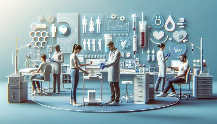 A modern NHS diabetes clinic in Dronfield providing blood tests by specialized staff in a clean, well-equipped facility.