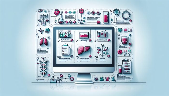 Infographic detailing liver blood test preparation steps including fasting, hydration, and medication list.